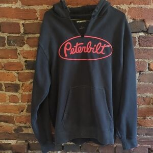 Vintage Peterbilt Trucker Men's Black Hoodie Cut Neck